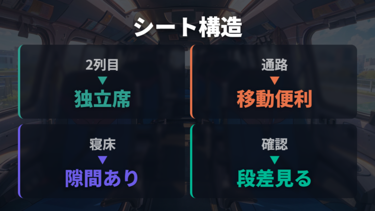 6人乗りのシート構造の違いをまず押さえる