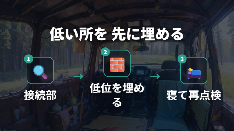 フルフラットに近づける方法は低い所を先に埋める