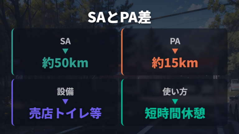 車中泊しやすい設備条件はSAとPAの違いから見る