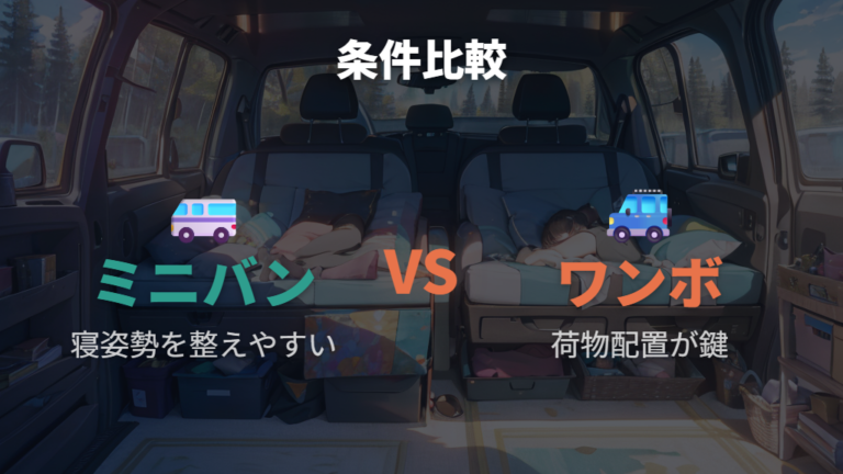 4人で寝やすい車の条件をミニバンとワンボックスで比べる