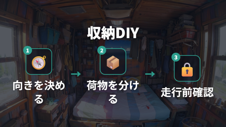 マットと収納の車中泊DIYは床下と天井を使う