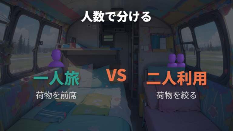 実例に学ぶ車内レイアウトは一人旅と二人で考え方を分ける