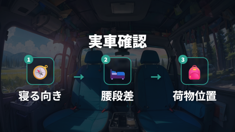 6人乗りの寝床サイズと段差を実車で確認する手順