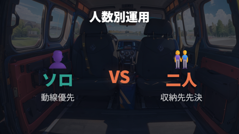 使いやすい車内レイアウト実例はソロか二人かで変わる