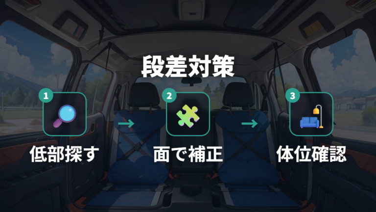 段差を埋めて快眠する方法は低い場所から面で整える