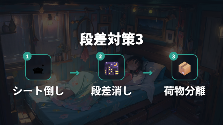 軽自動車で快眠する寝床作りは段差を消すことから始める