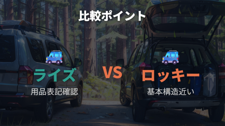 ロッキーとの車中泊比較は基本構造と用品対応を見る