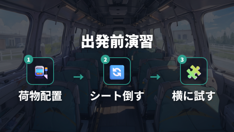 後席を倒した寝床づくりの手順は出発前に一度試す