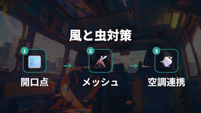 換気とメッシュ装備で暑さと虫対策を考える