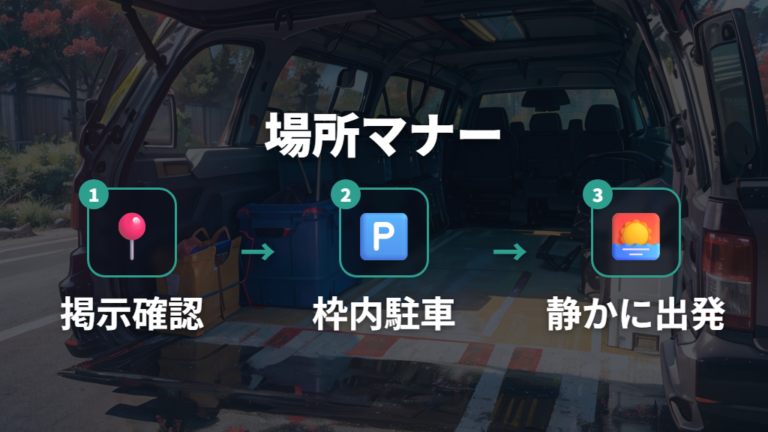 場所選びと車中泊マナーは休憩施設として使う意識が大切