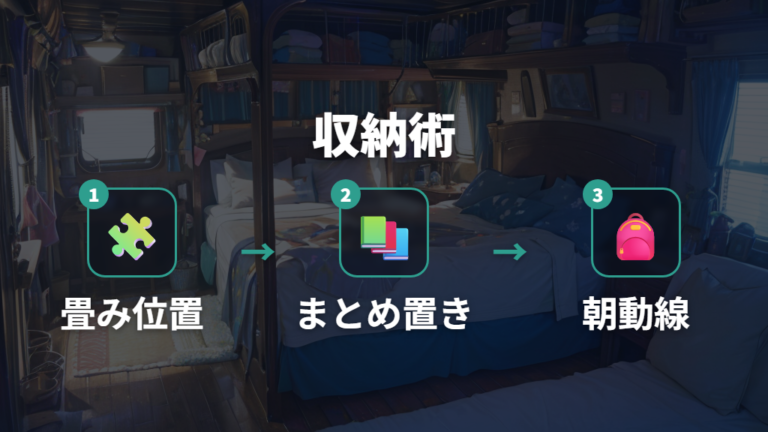 寝具と荷物を整理する収納術はマットの畳み方から決める