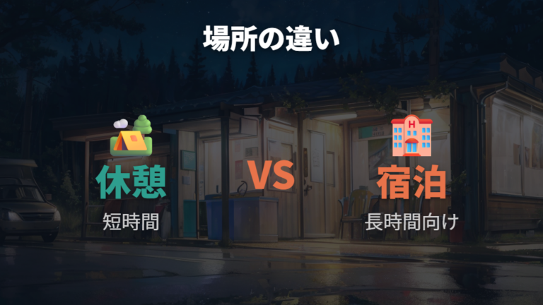 場所選びとマナーの基本は休憩施設と宿泊施設を分けること