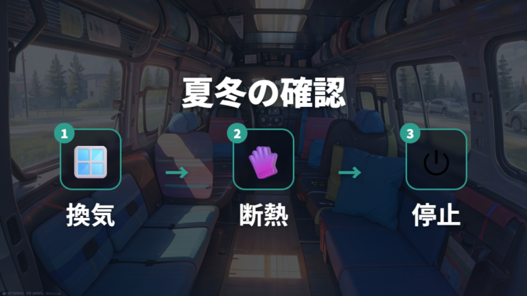 夏冬の車中泊は換気とエンジン停止をしっかりする