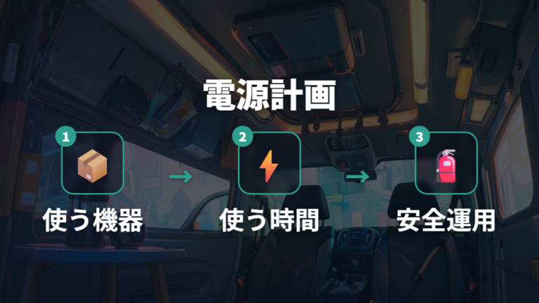 3人車中泊で電源や照明はどこまで必要？