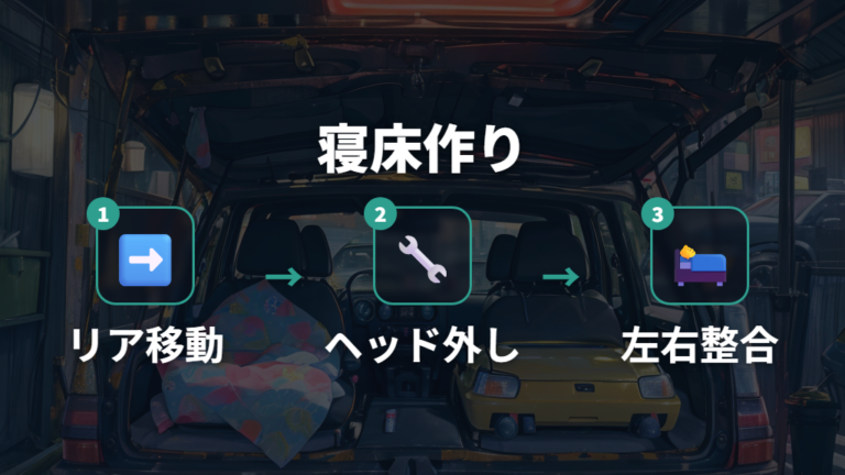 2人で寝るためのシートアレンジを順番に作る