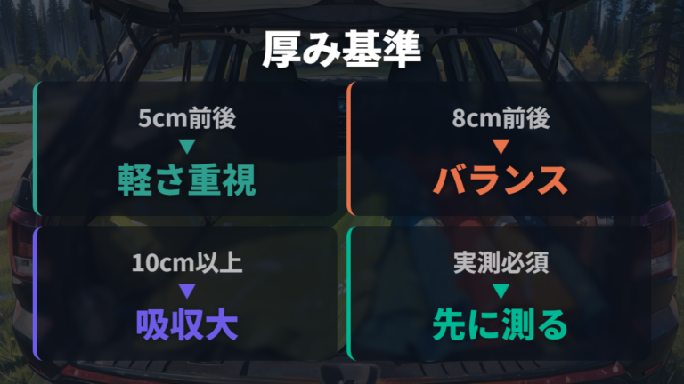 車中泊マットの選び方は厚みと実測が決め手