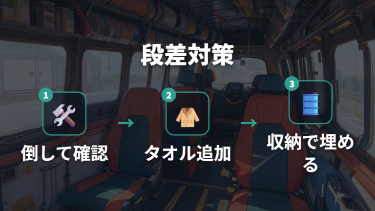 後席を倒したときの段差対策を順番に試す