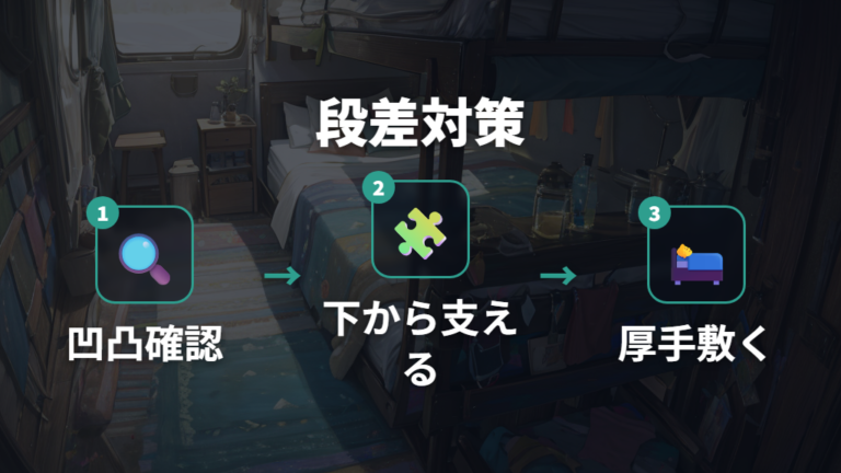 段差をなくして寝やすくする方法は下埋めと厚手マット