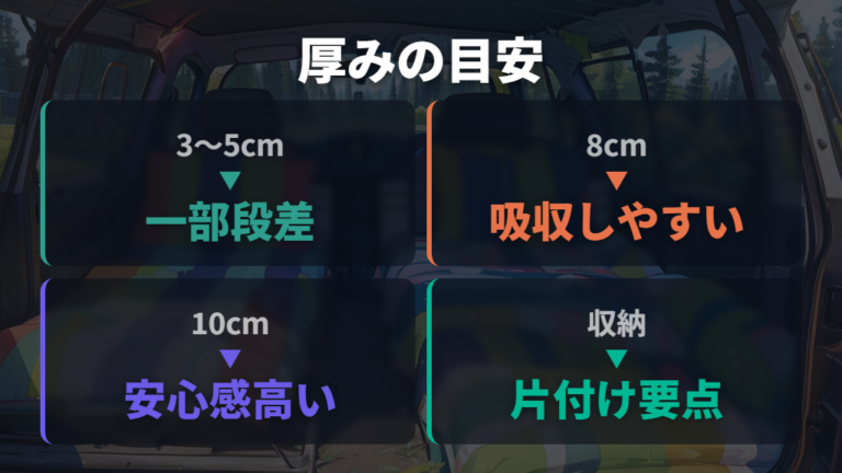 車中泊マットの選び方は厚さと収納性で決める