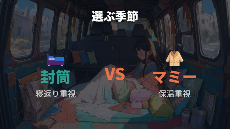 封筒型とマミー型の違いを使う季節で選ぶ