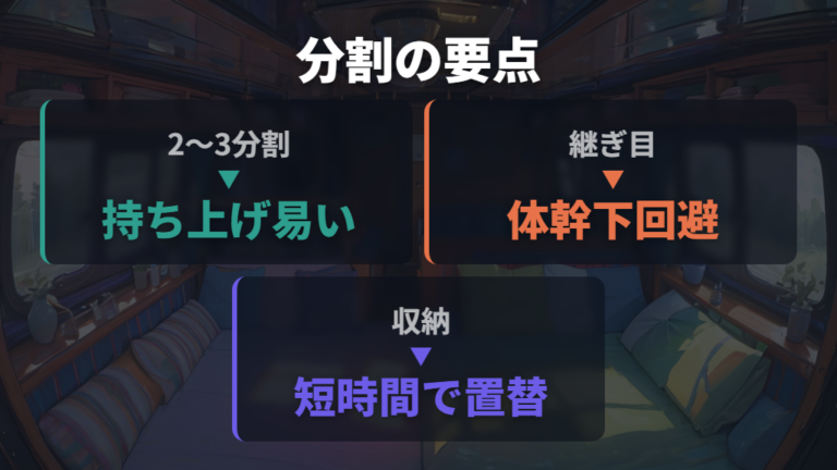 収納しやすい分割マットの作り方は継ぎ目の位置が大事