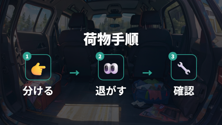 子連れ車中泊の荷物配置は寝る前に逃がす