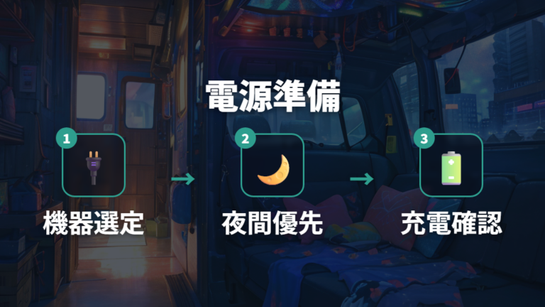 電源は一晩使う機器から逆算する