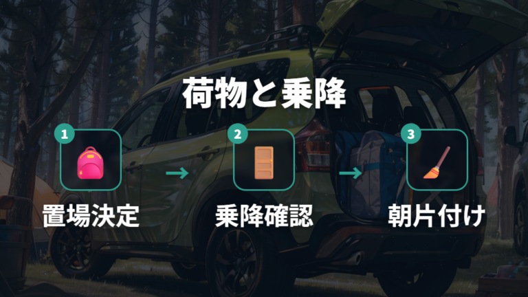 実際の車中泊レビューで見る荷物置き場と乗り降り