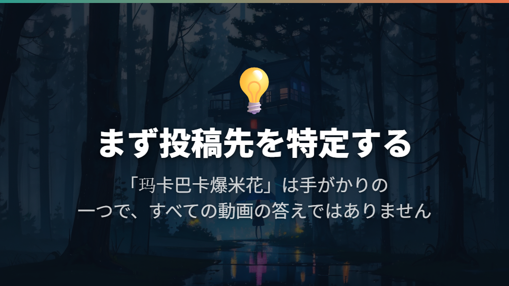 投稿者を探す手がかりは「玛卡巴卡爆米花」