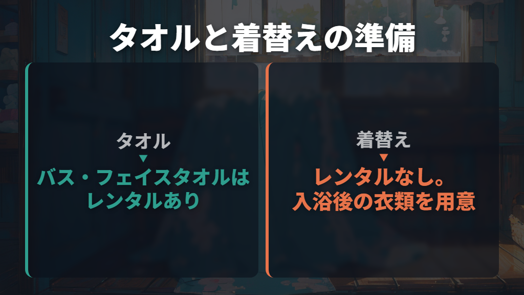 入浴料とタオル・着替えの準備